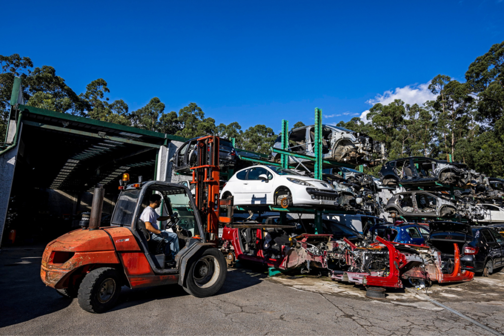 Used cars in a scrapyard