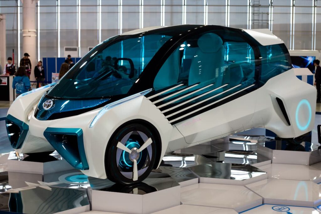 Protótipo de carros a hidrogénio numa feira automóvel