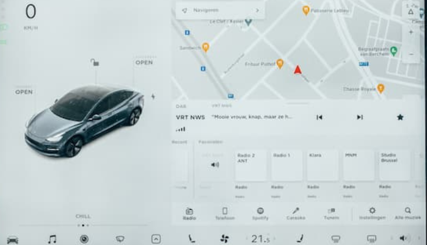Screen of a Tesla car