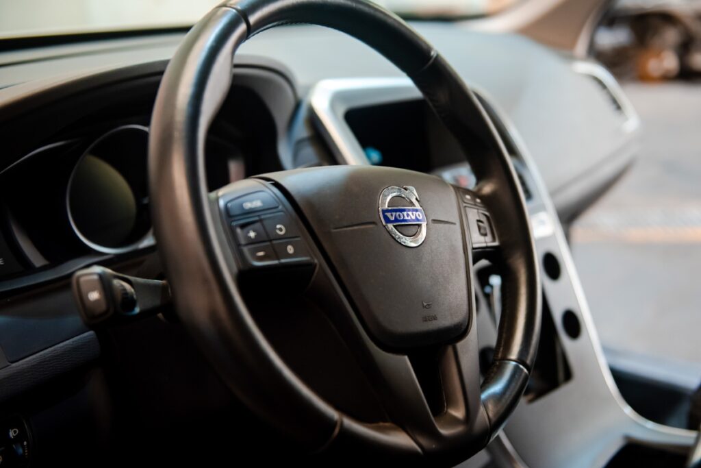 A synthetic steering wheel of a car.